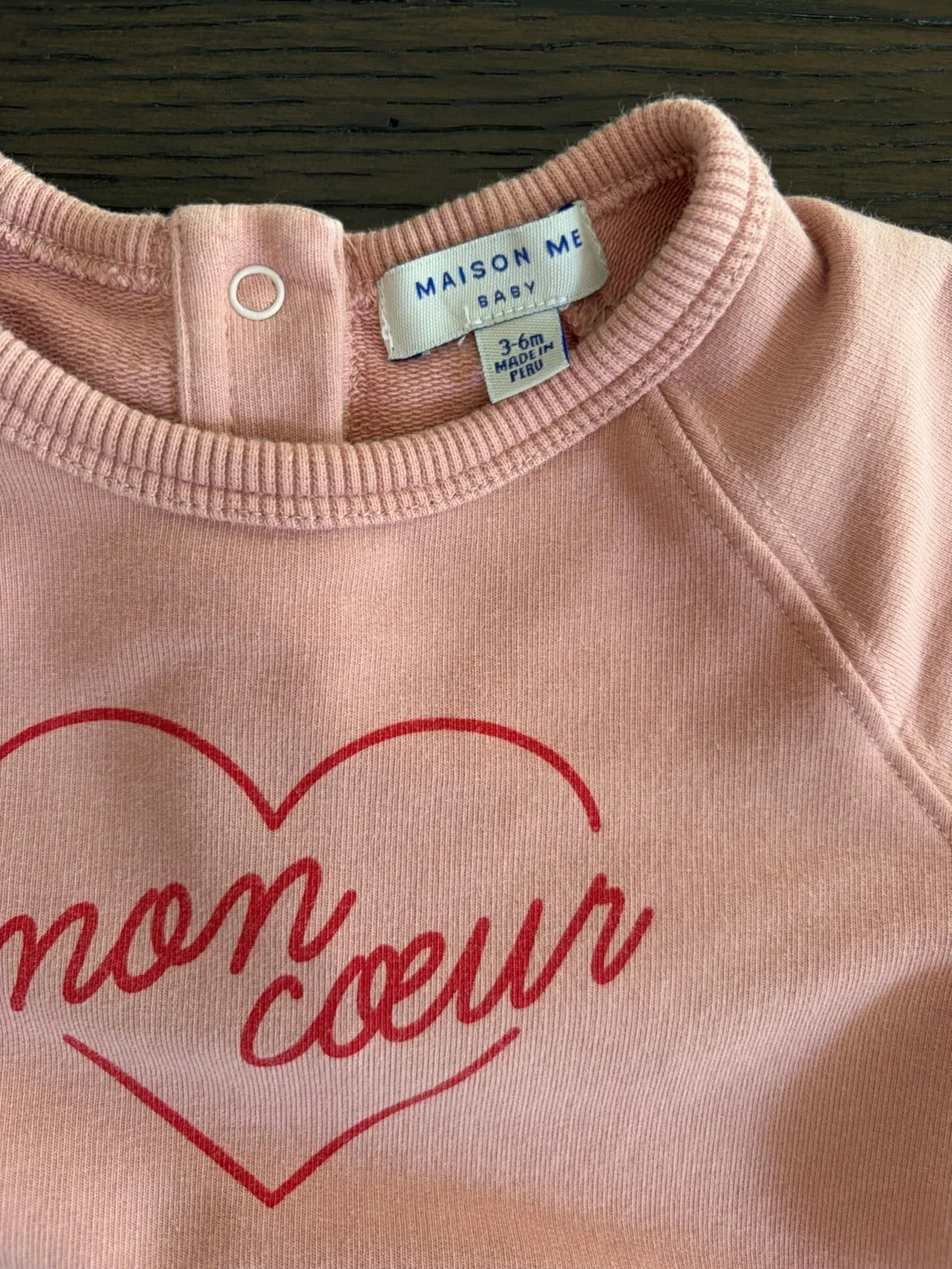 Maison Me Pink Baby Romper with Heart 'mon coeur' Graphic